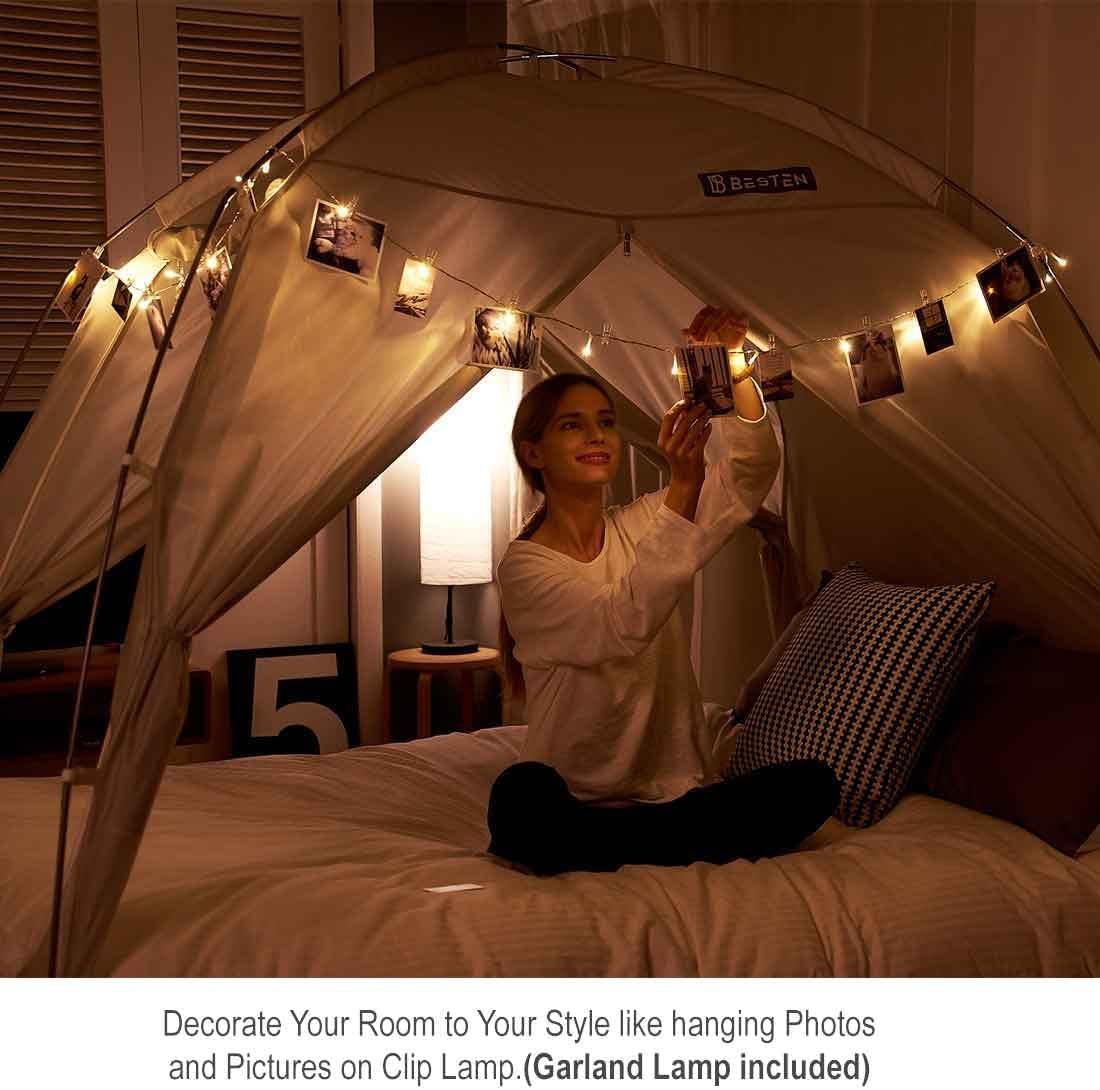Floorless Indoor Privacy Tent on Bed for Warm and Cozy Sleep inside Drafty Room (Full/Queen, Gray)